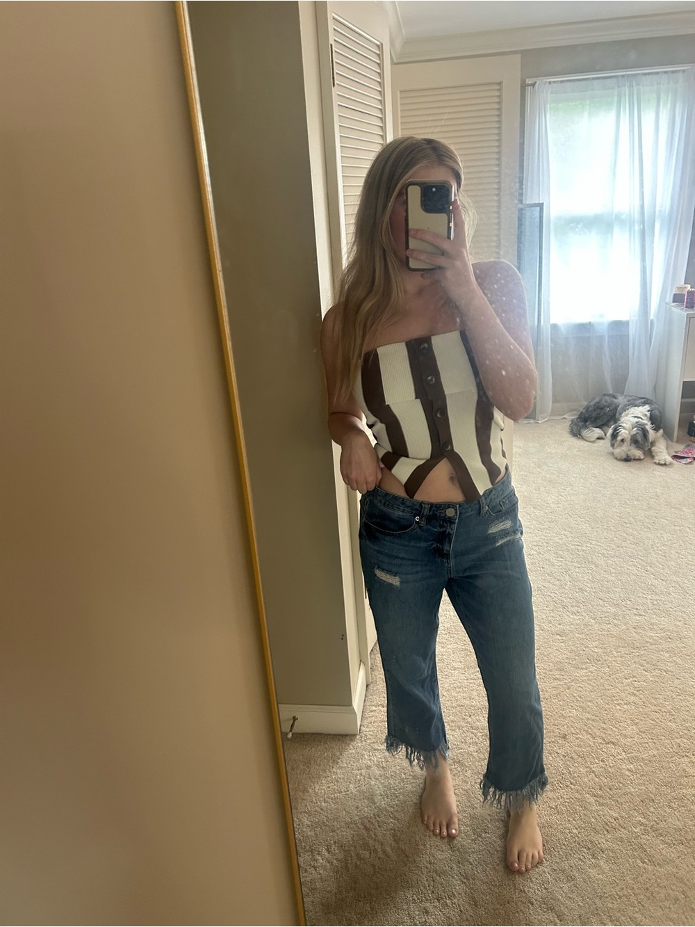 Ashley Mason Blue Distressed Straight Leg Jeans